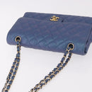 CHANEL Chain Matelasse 25 Shoulder Bag Caviar Skin Blue Gold CC Auth 185395SM-6