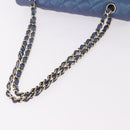 CHANEL Chain Matelasse 25 Shoulder Bag Caviar Skin Blue Gold CC Auth 185395SM-7