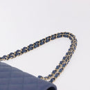CHANEL Chain Matelasse 25 Shoulder Bag Caviar Skin Blue Gold CC Auth 185395SM-14