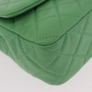 CHANEL Matelasse20 Chain Shoulder Bag Lamb Skin Green Gold CC Auth 185396SM-15