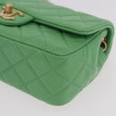 CHANEL Matelasse20 Chain Shoulder Bag Lamb Skin Green Gold CC Auth 185396SM-16