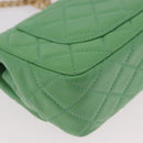 CHANEL Matelasse20 Chain Shoulder Bag Lamb Skin Green Gold CC Auth 185396SM-17