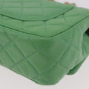 CHANEL Matelasse20 Chain Shoulder Bag Lamb Skin Green Gold CC Auth 185396SM-18
