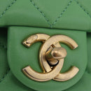 CHANEL Matelasse20 Chain Shoulder Bag Lamb Skin Green Gold CC Auth 185396SM-19