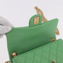 CHANEL Matelasse20 Chain Shoulder Bag Lamb Skin Green Gold CC Auth 185396SM-20
