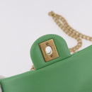 CHANEL Matelasse20 Chain Shoulder Bag Lamb Skin Green Gold CC Auth 185396SM-22