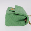 CHANEL Matelasse20 Chain Shoulder Bag Lamb Skin Green Gold CC Auth 185396SM-3