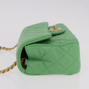 CHANEL Matelasse20 Chain Shoulder Bag Lamb Skin Green Gold CC Auth 185396SM-4