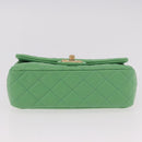 CHANEL Matelasse20 Chain Shoulder Bag Lamb Skin Green Gold CC Auth 185396SM-5