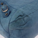 BALENCIAGA The Day Shoulder Bag Leather Blue Silver 141175 Auth 185397A-12