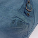 BALENCIAGA The Day Shoulder Bag Leather Blue Silver 141175 Auth 185397A-13