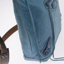 BALENCIAGA The Day Shoulder Bag Leather Blue Silver 141175 Auth 185397A-17