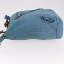 BALENCIAGA The Day Shoulder Bag Leather Blue Silver 141175 Auth 185397A-5