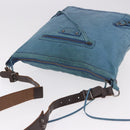 BALENCIAGA The Day Shoulder Bag Leather Blue Silver 141175 Auth 185397A-6
