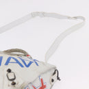 BALENCIAGA Classic Graffiti The City Hand Bag Leather 2way White Auth 185398V-12