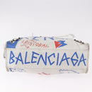 BALENCIAGA Classic Graffiti The City Hand Bag Leather 2way White Auth 185398V-13