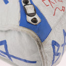 BALENCIAGA Classic Graffiti The City Hand Bag Leather 2way White Auth 185398V-14