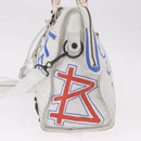 BALENCIAGA Classic Graffiti The City Hand Bag Leather 2way White Auth 185398V-5
