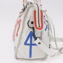 BALENCIAGA Classic Graffiti The City Hand Bag Leather 2way White Auth 185398V-6