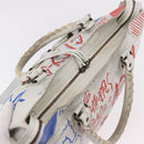 BALENCIAGA Classic Graffiti The City Hand Bag Leather 2way White Auth 185398V-7