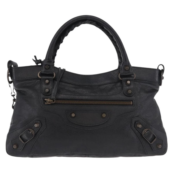 BALENCIAGA The First Hand Bag Leather 2way Black 103208 Auth 185399SAM