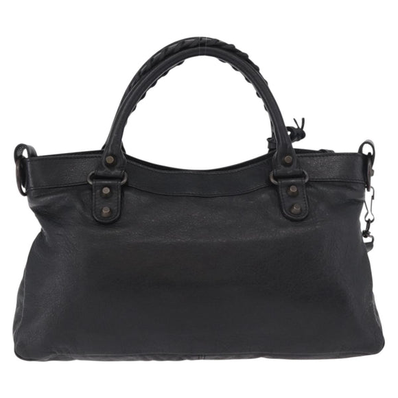 BALENCIAGA The First Hand Bag Leather 2way Black 103208 Auth 185399SAM