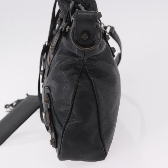 BALENCIAGA The First Hand Bag Leather 2way Black 103208 Auth 185399SAM