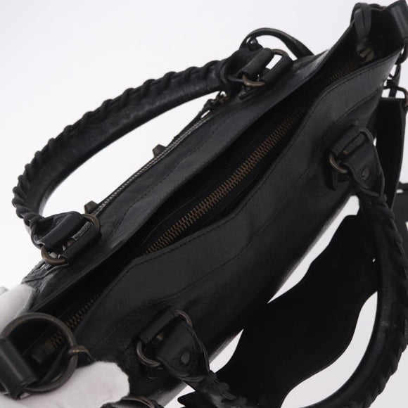 BALENCIAGA The First Hand Bag Leather 2way Black 103208 Auth 185399SAM