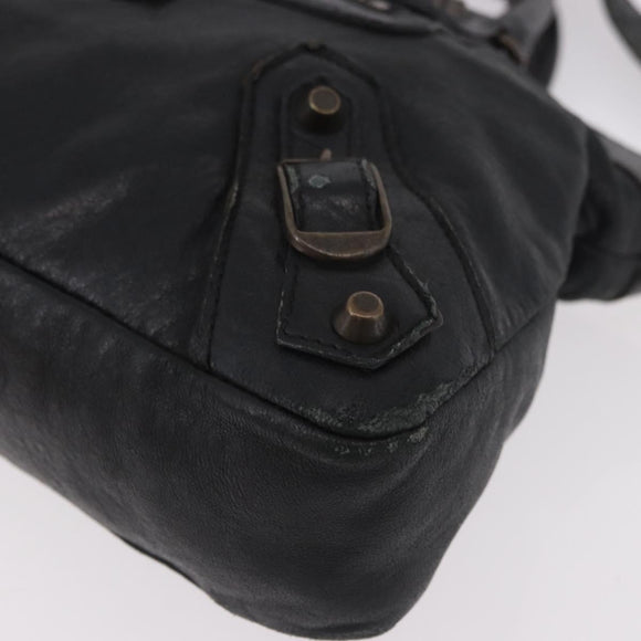 BALENCIAGA The First Hand Bag Leather 2way Black 103208 Auth 185400V