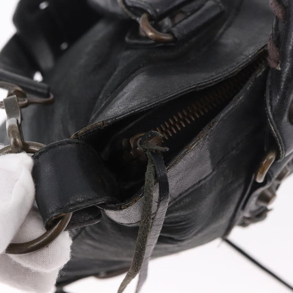 BALENCIAGA The First Hand Bag Leather 2way Black 103208 Auth 185400V