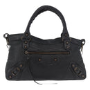 BALENCIAGA The First Hand Bag Leather 2way Black 103208 Auth 185400V-2