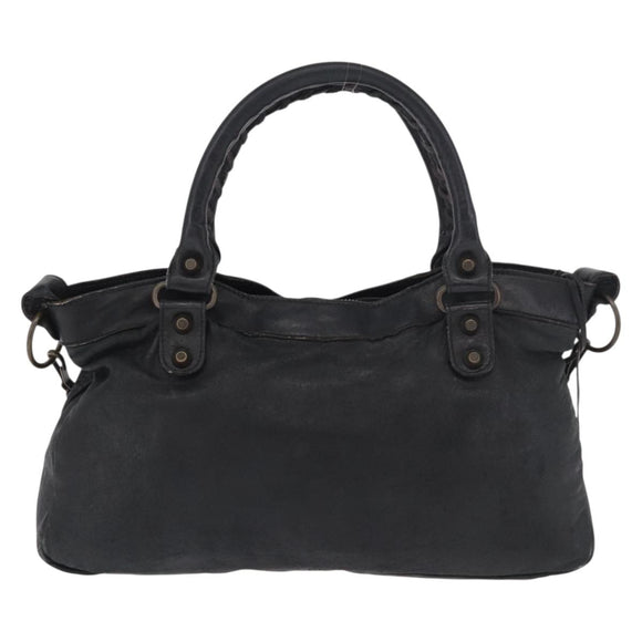 BALENCIAGA The First Hand Bag Leather 2way Black 103208 Auth 185400V