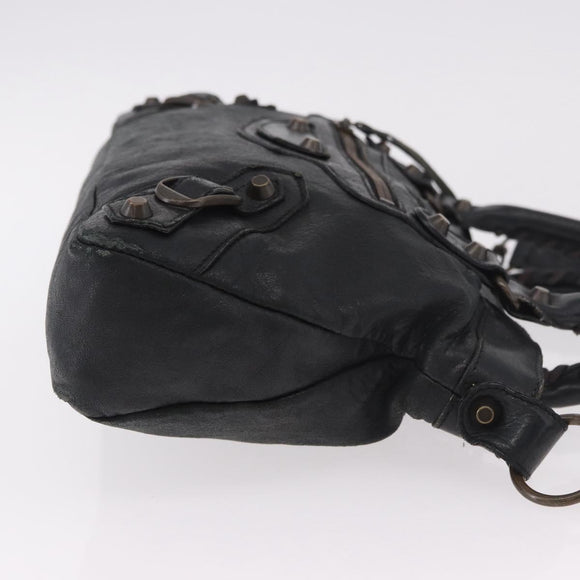 BALENCIAGA The First Hand Bag Leather 2way Black 103208 Auth 185400V