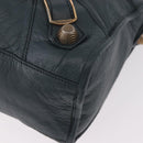 BALENCIAGA The Giant City Hand Bag Leather 2way Navy Gold 173084 Auth 185401M-11