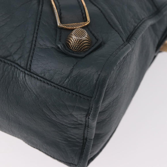 BALENCIAGA The Giant City Hand Bag Leather 2way Navy Gold 173084 Auth 185401M
