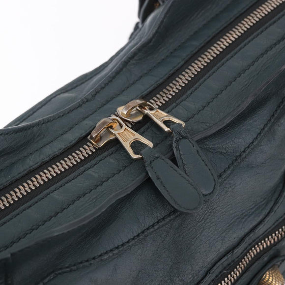 BALENCIAGA The Giant City Hand Bag Leather 2way Navy Gold 173084 Auth 185401M