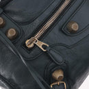 BALENCIAGA The Giant City Hand Bag Leather 2way Navy Gold 173084 Auth 185401M-15