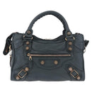BALENCIAGA The Giant City Hand Bag Leather 2way Navy Gold 173084 Auth 185401M-2