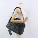 BALENCIAGA The Giant City Hand Bag Leather 2way Navy Gold 173084 Auth 185401M-26