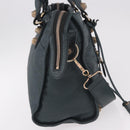 BALENCIAGA The Giant City Hand Bag Leather 2way Navy Gold 173084 Auth 185401M-5