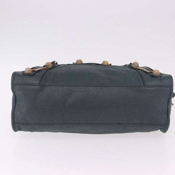 BALENCIAGA The Giant City Hand Bag Leather 2way Navy Gold 173084 Auth 185401M