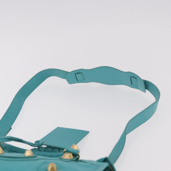 BALENCIAGA Giant Mini City Bag Leather 2way Turquoise Blue 309544 Auth 185402SAM