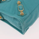 BALENCIAGA Giant Mini City Bag Leather 2way Turquoise Blue 309544 Auth 185402SAM-12