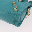 BALENCIAGA Giant Mini City Bag Leather 2way Turquoise Blue 309544 Auth 185402SAM-13