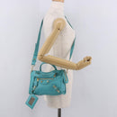BALENCIAGA Giant Mini City Bag Leather 2way Turquoise Blue 309544 Auth 185402SAM-26