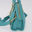 BALENCIAGA Giant Mini City Bag Leather 2way Turquoise Blue 309544 Auth 185402SAM-4