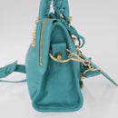 BALENCIAGA Giant Mini City Bag Leather 2way Turquoise Blue 309544 Auth 185402SAM-5