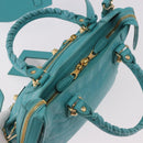 BALENCIAGA Giant Mini City Bag Leather 2way Turquoise Blue 309544 Auth 185402SAM-6