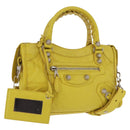 BALENCIAGA Giant Mini City Hand Bag Leather 2way Yellow 309544 Auth 185403M-1