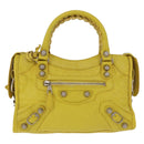 BALENCIAGA Giant Mini City Hand Bag Leather 2way Yellow 309544 Auth 185403M-2